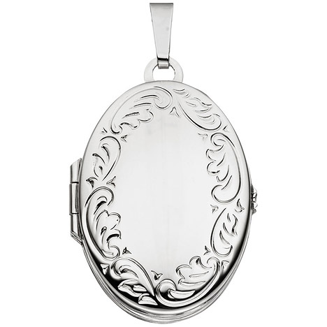 SIGO Medaillon oval 925 Sterling Silber rhodiniert Anhänger zum Öffnen