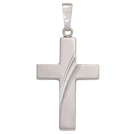 SIGO Anhänger Kreuz 925 Sterling Silber mattiert Kreuzanhänger Silberkreuz
