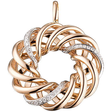 SIGO Anhänger verschlungen 585 Gold Rotgold 30 Diamanten Brillanten Diamantanhänger