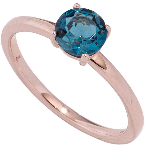 SIGO Damen Ring 585 Gold Rotgold 1 Blautopas blau London blue Goldring Rotgoldring