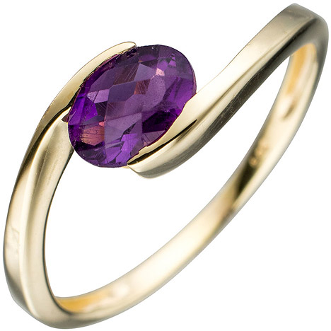 SIGO Damen Ring 333 Gold Gelbgold 1 Amethyst lila violett Goldring