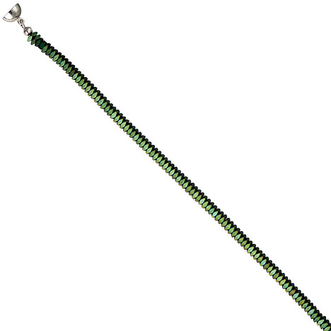 45 x  günstig Kaufen-SIGO Collier Edelsteinkette Hämatin grün 45 cm Halskette Kette. SIGO Collier Edelsteinkette Hämatin grün 45 cm Halskette Kette <![CDATA[Collier, Hämatin (rek.), grün, ca. 45 cm lang, Magnet-Schließe Metall (ca. 33,2 g), Höhe ca. 4,