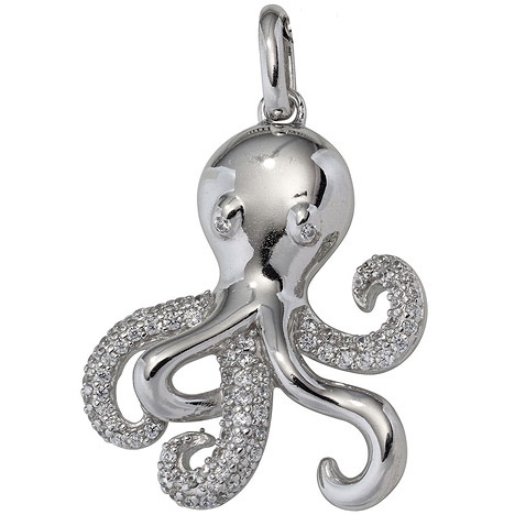 SIGO Anhänger Krake 925 Sterling Silber rhodiniert mit Zirkonia Octopus