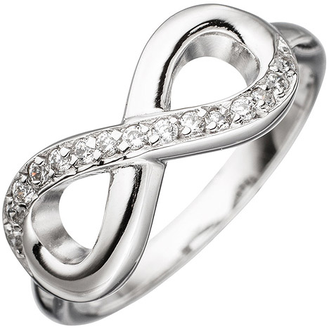 SIGO Damen Ring Unendlichkeit 925 Sterling Silber rhodiniert mit Zirkonia Silberring