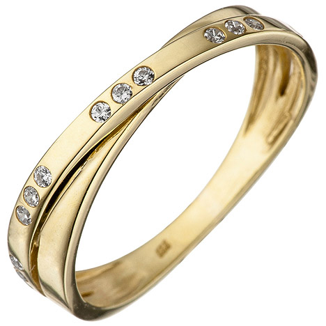 SIGO Damen Ring 333 Gold Gelbgold 15 Zirkonia Goldring