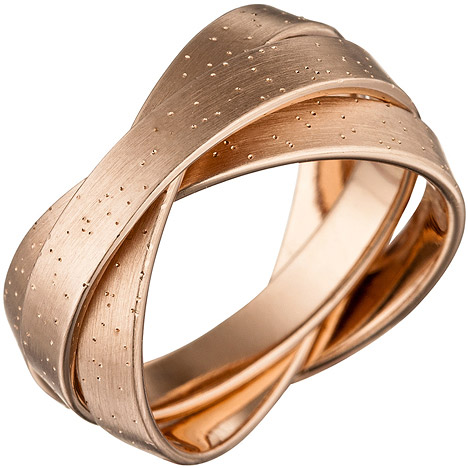 SIGO Damen Ring verschlungen 925 Sterling Silber rotgold vergoldet matt mattiert  - Onlineshop Goettgen