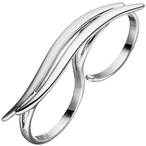 SIGO - Damen Ring Zweifingerring 925 Sterling Silber matt mattiert  Silberring 2 Finger - GOETTGEN - Die Schmuck Profis | Silberringe