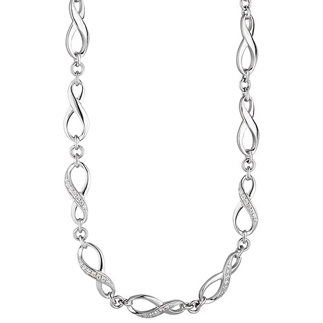 SIGO Collier Halskette Unendlich 925 Silber mit Zirkonia 48 cm Kette Silberkette