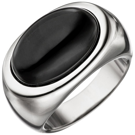Damen Ring günstig Kaufen-SIGO Damen Ring 925 Sterling Silber 1 Onyx schwarz Silberring Onyxring. SIGO Damen Ring 925 Sterling Silber 1 Onyx schwarz Silberring Onyxring <![CDATA[Damenring aus 925 Sterlingsilber, rhodiniert, mit einem schwarzen Onyx, Breite ca. 14,6 mm, Tiefe ca. 8