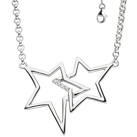 SIGO Collier Halskette Sterne 925 Silber mit Zirkonia 45 cm Kette Silberkette