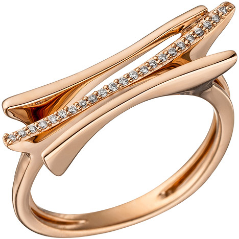 SIGO Damen Ring 585 Gold Rotgold 23 Diamanten Brillanten 0,07ct. Rotgoldring