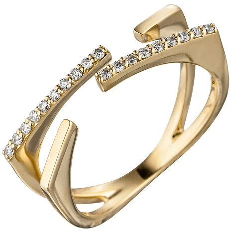SIGO Damen Ring offen 585 Gold Gelbgold 19 Diamanten Brillanten 0,15ct. Goldring  - Onlineshop Goettgen