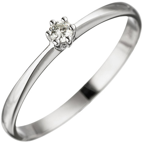 SIGO Damen Ring 585 Gold Weißgold 1 Diamant Brillant Weißgoldring Diamantring