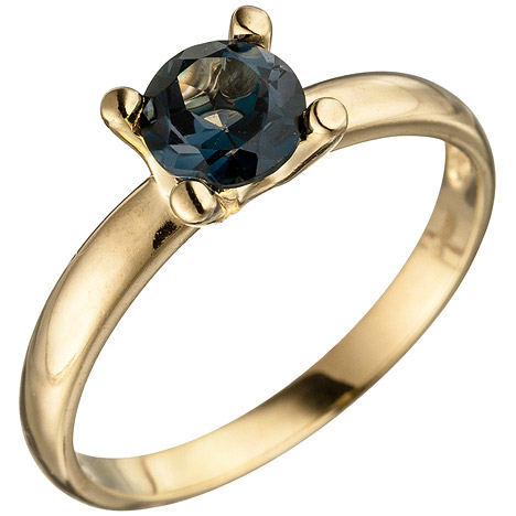 SIGO Damen Ring 585 Gold Gelbgold 1 Blautopas blau London Blue Goldring