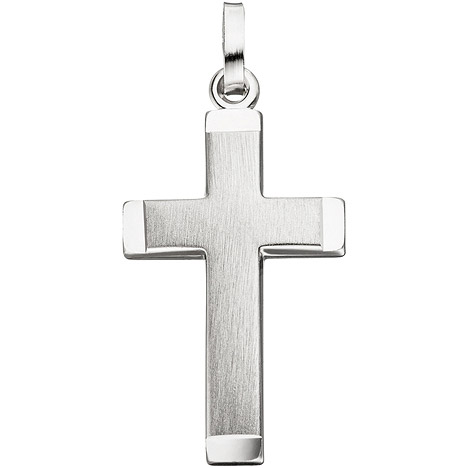 SIGO Anhänger Kreuz 925 Silber matt mattiert Kreuzanhänger Silberanhänger Silberkreuz