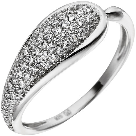 SIGO Damen Ring aus 925 Sterling Silber mit 65 Zirkonia Silberring
