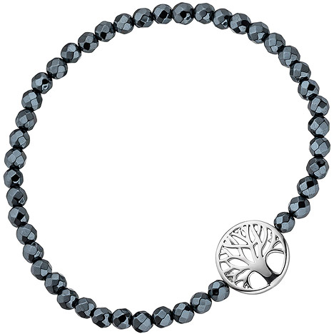 SIGO Armband Lebensbaum 925 Sterling Silber mit Hämatit schwarz flexibel