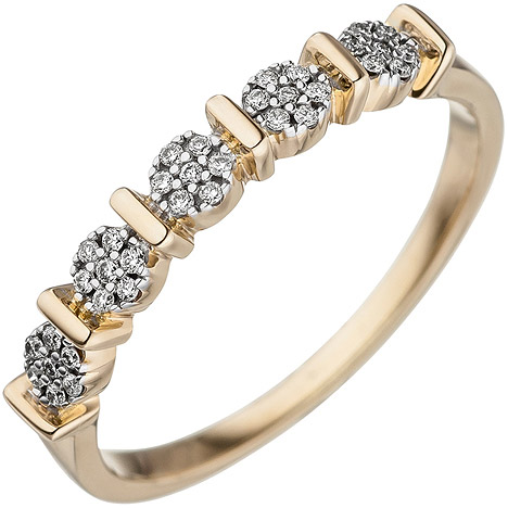 SIGO Damen Ring 585 Gold Gelbgold 35 Diamanten Brillanten Goldring Diamantring