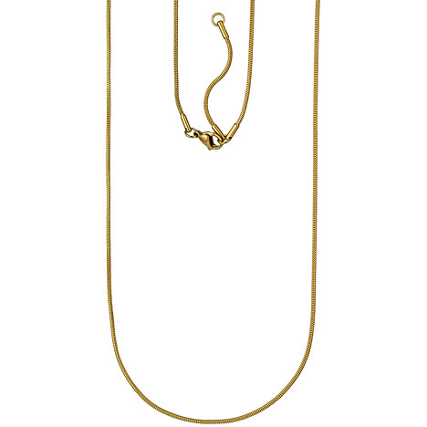 braun/gold günstig Kaufen-SIGO Schlangenkette Edelstahl gold farben 1,5 mm 80 cm Kette Karabiner. SIGO Schlangenkette Edelstahl gold farben 1,5 mm 80 cm Kette Karabiner <![CDATA[Schlangenkette aus Edelstahl mit gelbgoldfarbener PVD-Beschichtung, mit Karabinerverschluss, Länge ca.