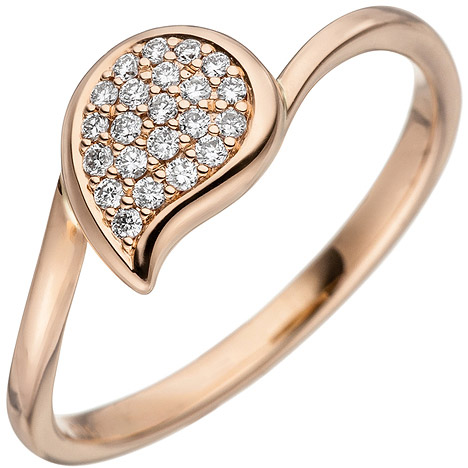 SIGO Damen Ring 585 Gold Rotgold 22 Diamanten Brillanten Diamantring Rotgoldring