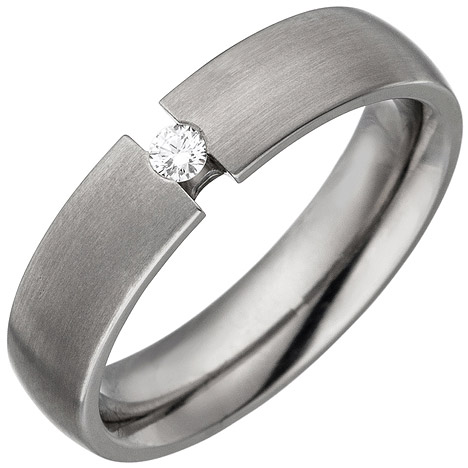 SIGO Partner Ring aus Titan 1 Diamant Brillant 0,05ct. Partnerring Titanring matt