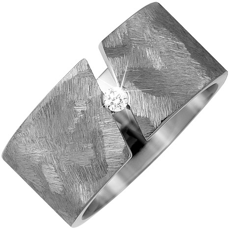 SIGO Partner Ring breit aus Titan 1 Diamant Brillant 0,05ct. Partnerring Titanring