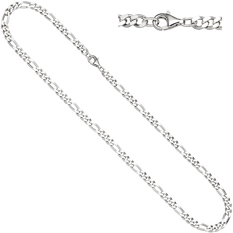 SIGO Figarokette 925 Silber diamantiert 60 cm Kette Halskette Silberkette Karabiner