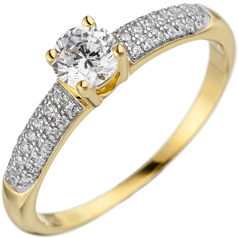 SIGO Damen Ring 925 Sterling Silber gold vergoldet mit Zirkonia
