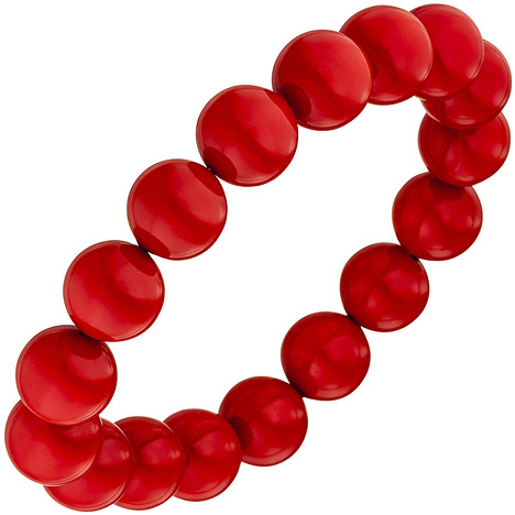 SIGO Armband Muschelkern Perlen rot 19 cm Perlenarmband elastisch