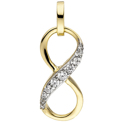 Anhänger Unendlichkeit 375 Gold Gelbgold 10 Zirkonia Goldanhänger