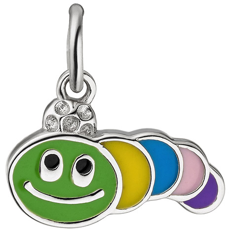SIGO Kinder Anhänger Raupe bunt 925 Sterling Silber Silberanhänger Kinderanhänger