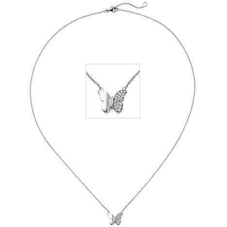 SIGO Collier Halskette Schmetterling 585 Weißgold 20 Diamanten Brillanten 45 cm Kette