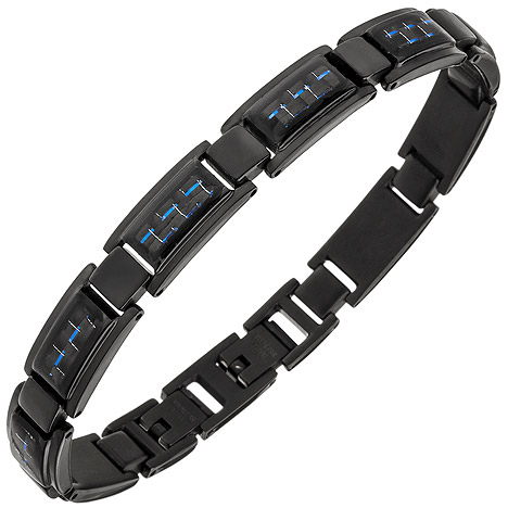 NL 1 günstig Kaufen-SIGO Armband Edelstahl schwarz beschichtet mit Carbon blau 21 cm. SIGO Armband Edelstahl schwarz beschichtet mit Carbon blau 21 cm <![CDATA[Armband aus Edelstahl mit schwarzer PVD-Beschichtung und blauen Carbon-Einlagen kombiniert, mit Klappverschluss, L