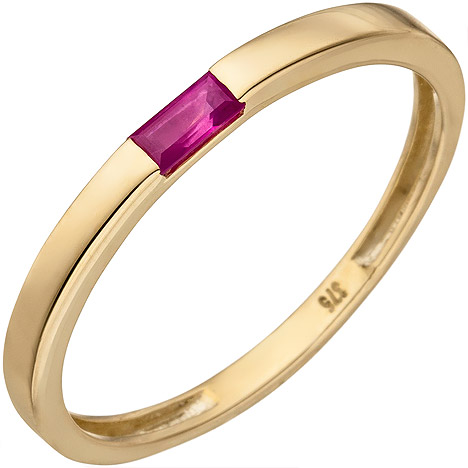 SIGO Damen Ring 375 Gold Gelbgold 1 Rubin Goldring Rubinring