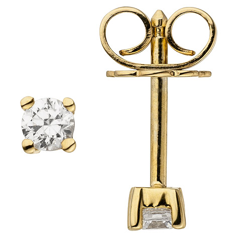 SIGO Ohrstecker 585 Gold Gelbgold 2 Diamanten Brillanten 0,14 ct. Ohrringe