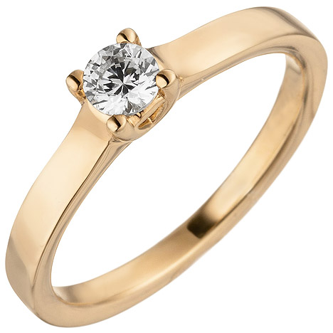 SIGO Damen Ring 585 Gold Rotgold 1 Diamant Brillant 0,15 ct. Diamantring Solitär