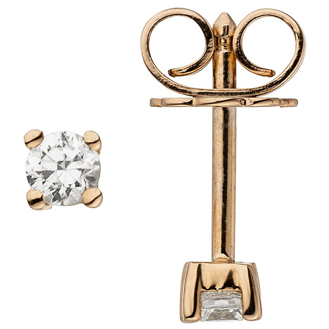 SIGO Ohrstecker 585 Gold Rotgold 2 Diamanten Brillanten 0,14 ct. Ohrringe