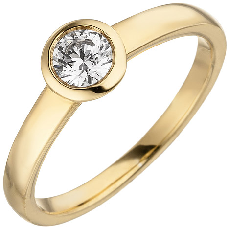 SIGO Damen Ring 585 Gold Gelbgold 1 Diamant Brillant 0,15 ct. Diamantring Solitär