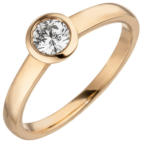 SIGO Damen Ring 585 Gold Rotgold 1 Diamant Brillant 0,25 ct. Diamantring Solitär