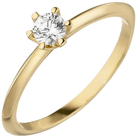 SIGO Damen Ring 585 Gold Gelbgold 1 Diamant Brillant 0,25 ct. Diamantring Solitär