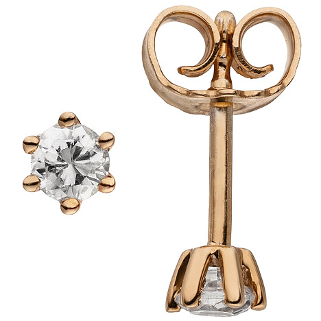 SIGO Ohrstecker 585 Gold Rotgold 2 Diamanten Brillanten 0,24 ct. Ohrringe