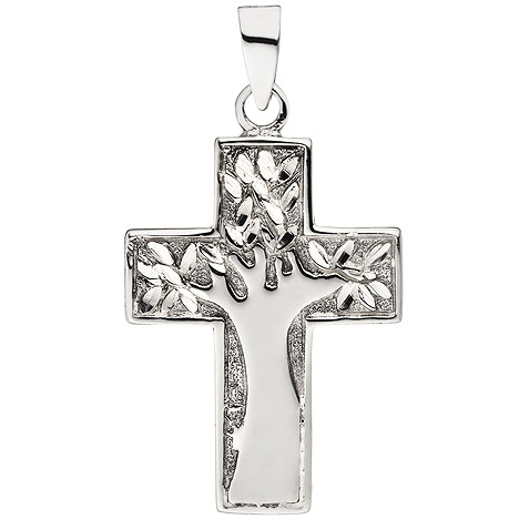 SIGO Anhänger Kreuz Baum 925 Sterling Silber Kreuzanhänger Silberkreuz