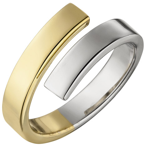 SIGO Damen Ring offen 925 Sterling Silber bicolor vergoldet Silberring
