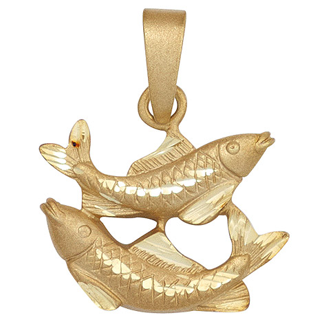 SIGO Anhänger Sternzeichen Fische 925 Sterling Silber gold vergoldet matt
