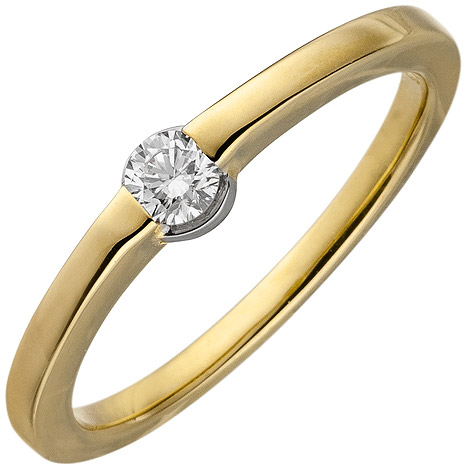 SIGO Damen Ring 585 Gold Gelbgold 1 Diamant Brillant 0,15ct. Diamantring