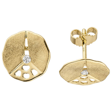 SIGO Ohrstecker 585 Gold Gelbgold eismatt 2 Diamanten Brillanten Ohrringe