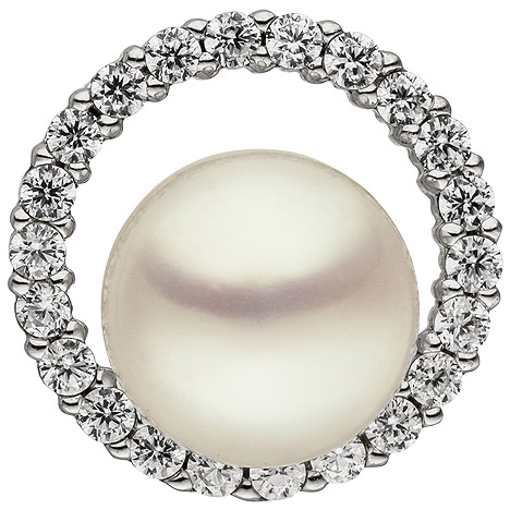 SIGO Anhänger 925 Sterling Silber 1 Süßwasser Perle 22 Zirkonia Perlenanhänger