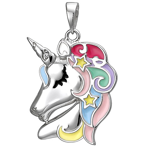 SIGO Kinder Anhänger Einhorn 925 Sterling Silber 1 Zirkonia Silberanhänger