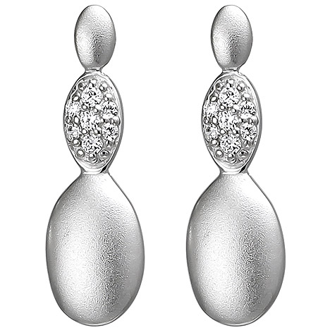 SIGO Ohrstecker 925 Sterling Silber matt 14 Zirkonia Ohrringe Silberohrringe
