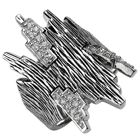 SIGO Damen Ring 925 Sterling Silber geschwärzt 24 Zirkonia Silberring